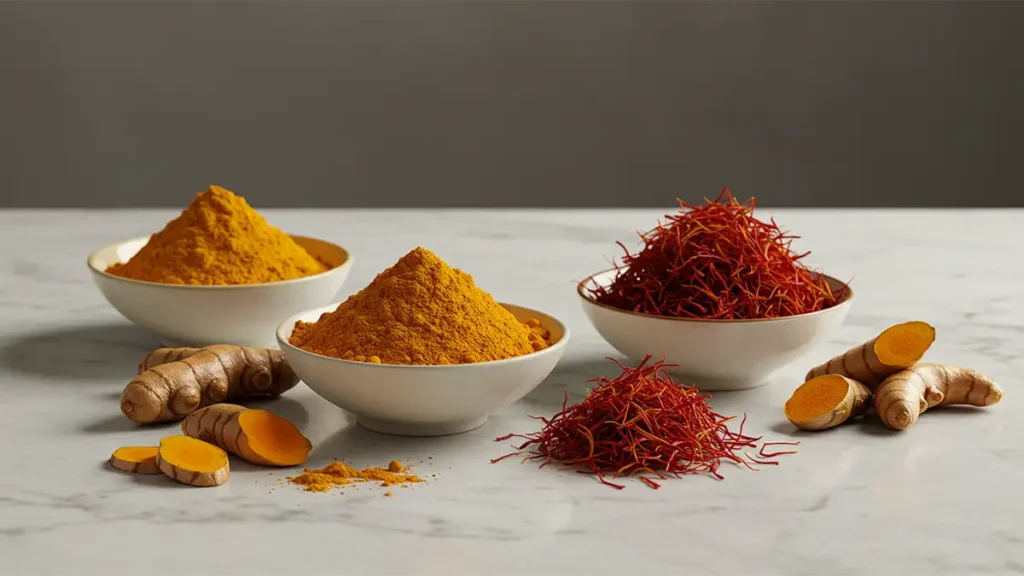 Ingredientes curcuma y azafran